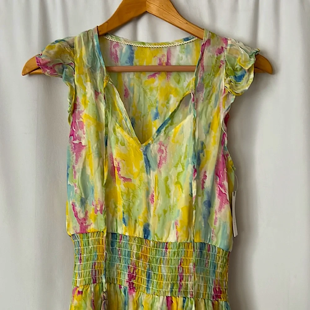 Anthropologie NWT Romantic Boho Yellow Mottled Sleeveless Dress **Size 0** - Picture 3 of 5